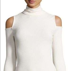 bailey 44 cold shoulder ribbed turtleneck long sleeve top nwt Troy